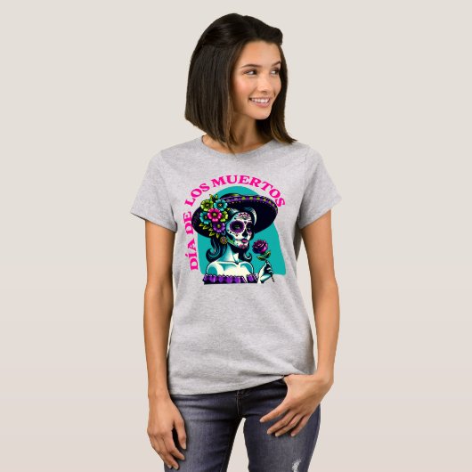 Día de los Muertos Catrina Pop Art Shirt (Voorkant volledig)