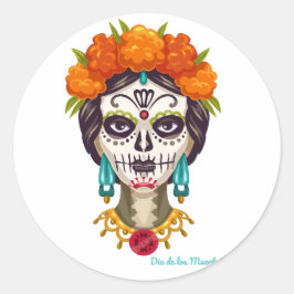 Dia de Los Muertos Catrina Ronde Sticker