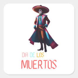 Dia de los Muertos Charro Vierkante Sticker