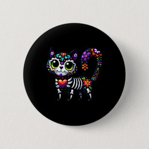 Dia de los Muertos Cinco de Mayo Cat Sugar Skull M Ronde Button 5,7 Cm