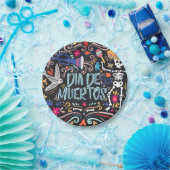 Dia de los Muertos coloré | Assiette en Papier. (Fête)