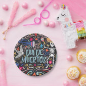 Dia de los Muertos coloré | Assiette en Papier. (Fête)