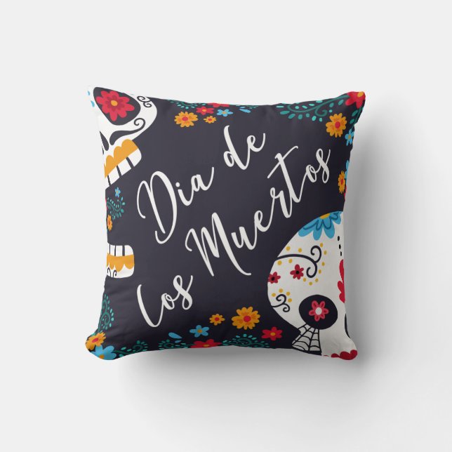 Dia de los Muertos coloré | Coussin décoratif (Recto)