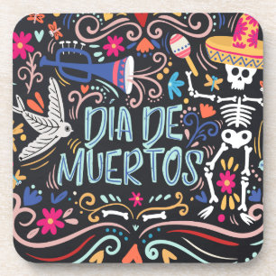 Dia de los Muertos coloré DESSOUS DE VERRE