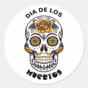 Dia de los Muertos Colorful Skull Halloween Ronde Sticker
