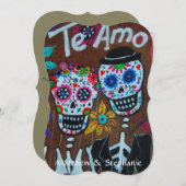 DIA DE LOS MUERTOS COUPLE FAIRE-PART DE MARIAGE (Devant / Derrière)