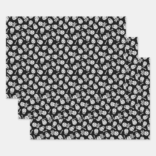 Dia de los Muertos Crânes de papier noir et blanc (Lot)