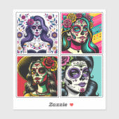 Día de los Muertos Dag van de Dode Pop Art Sticker (Vel)