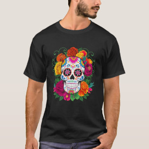 Dia De Los Muertos Dag van de Doden Suiker Schedel T-shirt