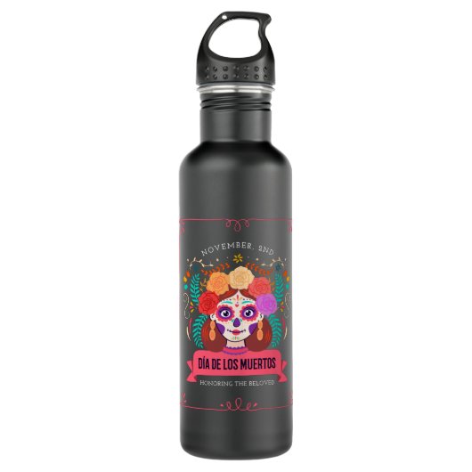Dia de los muertos dag van de dood waterfles  (Voorkant)