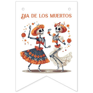 Dia de los Muertos dansende skeletten aanpasbaar Vlaggetjes
