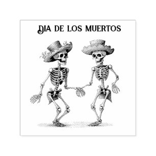 Dia de los Muertos dansende skeletten aanpasbaar Zelfinktende Stempel