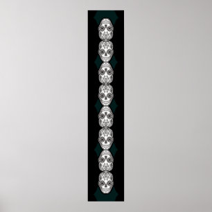 Dia de los Muertos dat Girl Skull Diamond Pattern Poster