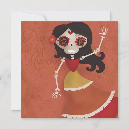 Dia de los muertos Day of the Dead Invitation Kaart (Voorkant)