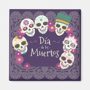Dia de los Muertos Day of the Dead skull maskers Magneet