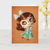 Dia de Los Muertos Doll Kaart (Gele Bloem)