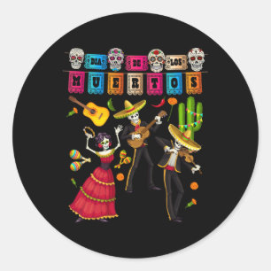 Dia de los Muertos Figuren - Mexicaanse Papel Pica Ronde Sticker