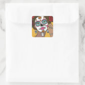 Dia de los Muertos Floral Make Up  Vierkante Sticker (Tas)