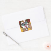 Dia de los Muertos Floral Make Up  Vierkante Sticker (Envelop)