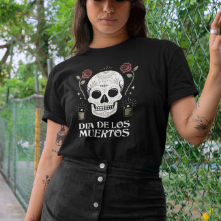 Dia de Los Muertos Floral Sugar Skull T-shirt