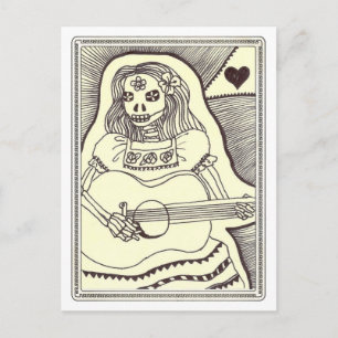 Dia de Los Muertos Girl met Guitar Briefkaart