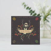 Dia de los Muertos Halloween Party Invitation Kaart (Staand voorkant)