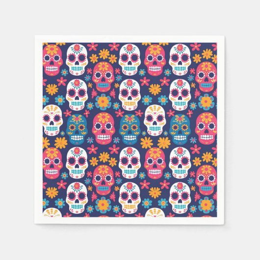 Dia de Los Muertos Halloween Patroon Papieren serv Servet (Voorkant)