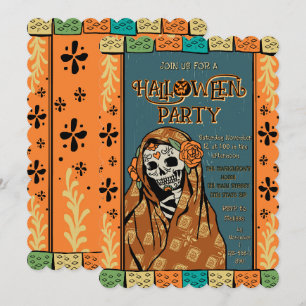 Dia De Los Muertos Halloween Suiker Schedel Kunst Kaart