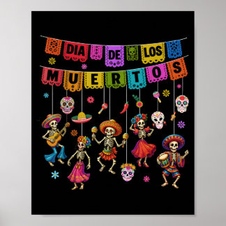 Dia de los muertos hangende schedelskeletdag van poster