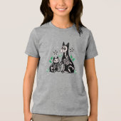 Día de los Muertos Kat- en hondenskelet Tri-Blend Shirt (Voorkant)