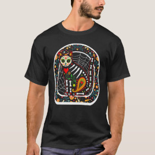 Día De Los Muertos Kat Suiker Schedel Kitten Skele T-shirt