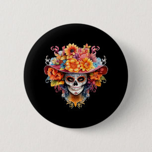 Dia de los Muertos Kostuumdag van de dode schedel  Ronde Button 5,7 Cm