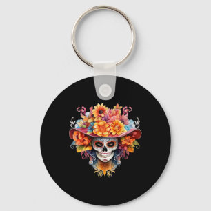 Dia de los Muertos Kostuumdag van de dode schedel  Sleutelhanger