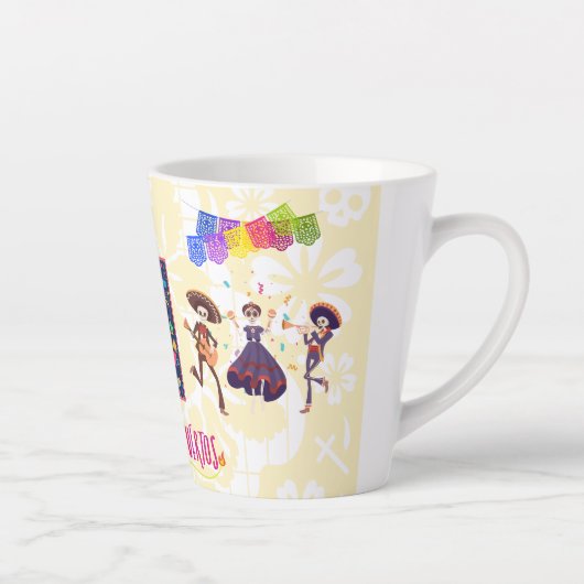 Dia De Los Muertos Latte Mug (jaune) (Droite)