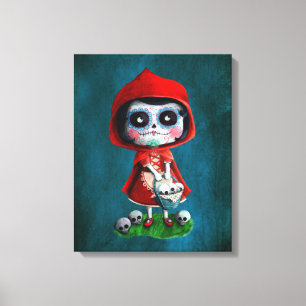 Dia de los Muertos Little Red Riding Hood Canvas Afdruk