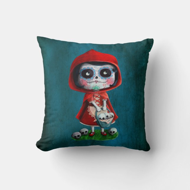 Dia de los Muertos Little Red Riding Hood Kussen (Voorkant)