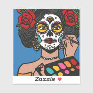 Dia de los Muertos Make-up met de hand getekend Sticker