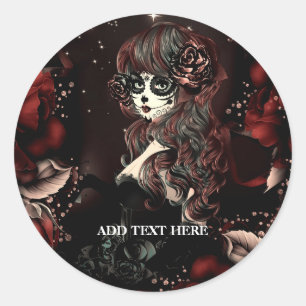 Día de los Muertos Mexicaans meisje verjaardagsfee Ronde Sticker