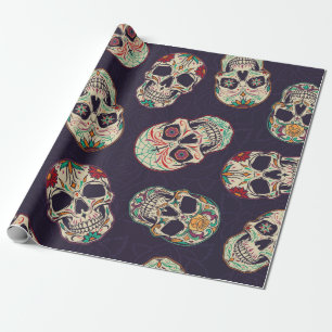 Dia de los muertos naadloos met suikersku cadeaupapier