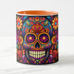 Dia de los Muertos Naam toevoegen Skull Sinaasappe Mok