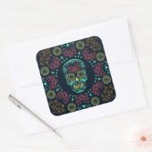 Dia de los Muertos Neon Floral Skull Sticker Seal (Envelop)