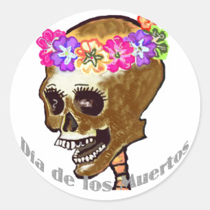 Dia de Los Muertos of Halloween Ronde Sticker