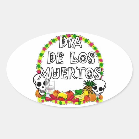 Dia De Los Muertos Ovale Sticker (Voorkant)