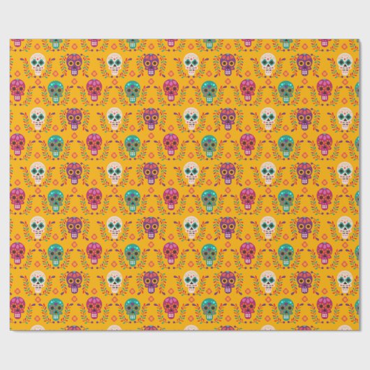 Dia de los Muertos Pattern Wrapping Paper Cadeaupapier (Vlak)