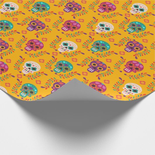 Dia de los Muertos Pattern Wrapping Paper Cadeaupapier (Hoek)