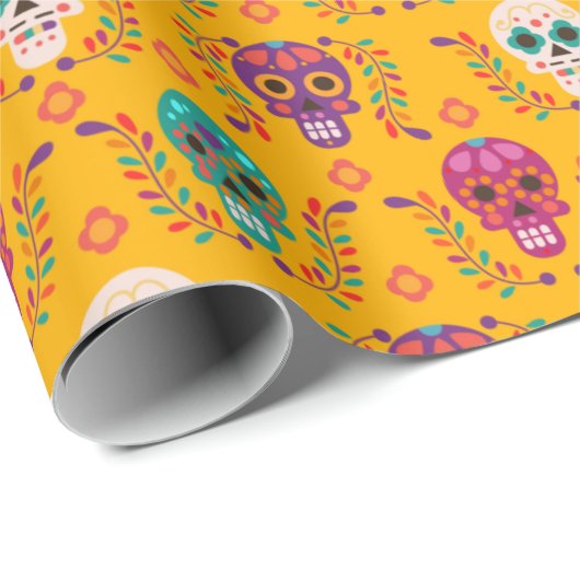 Dia de los Muertos Pattern Wrapping Paper Cadeaupapier (Rol Hoek)