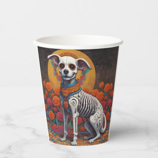 Dia De Los Muertos perro Papieren Bekers (Voorkant)