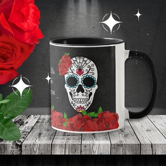 Dia De Los Muertos Red Turquoise Sugar Skull Mok