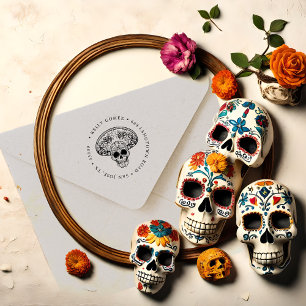 Día de Los Muertos Retouradresstempel Rubberstempel