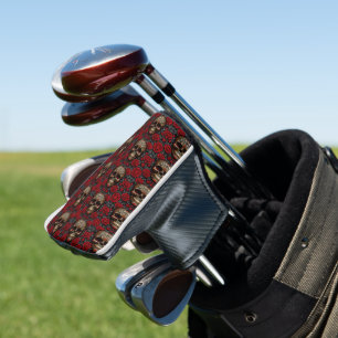 Dia de los Muertos Schedel met Rode Rozen Golfheadcover